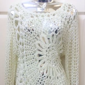 White Tempo Paris crocheted sweater